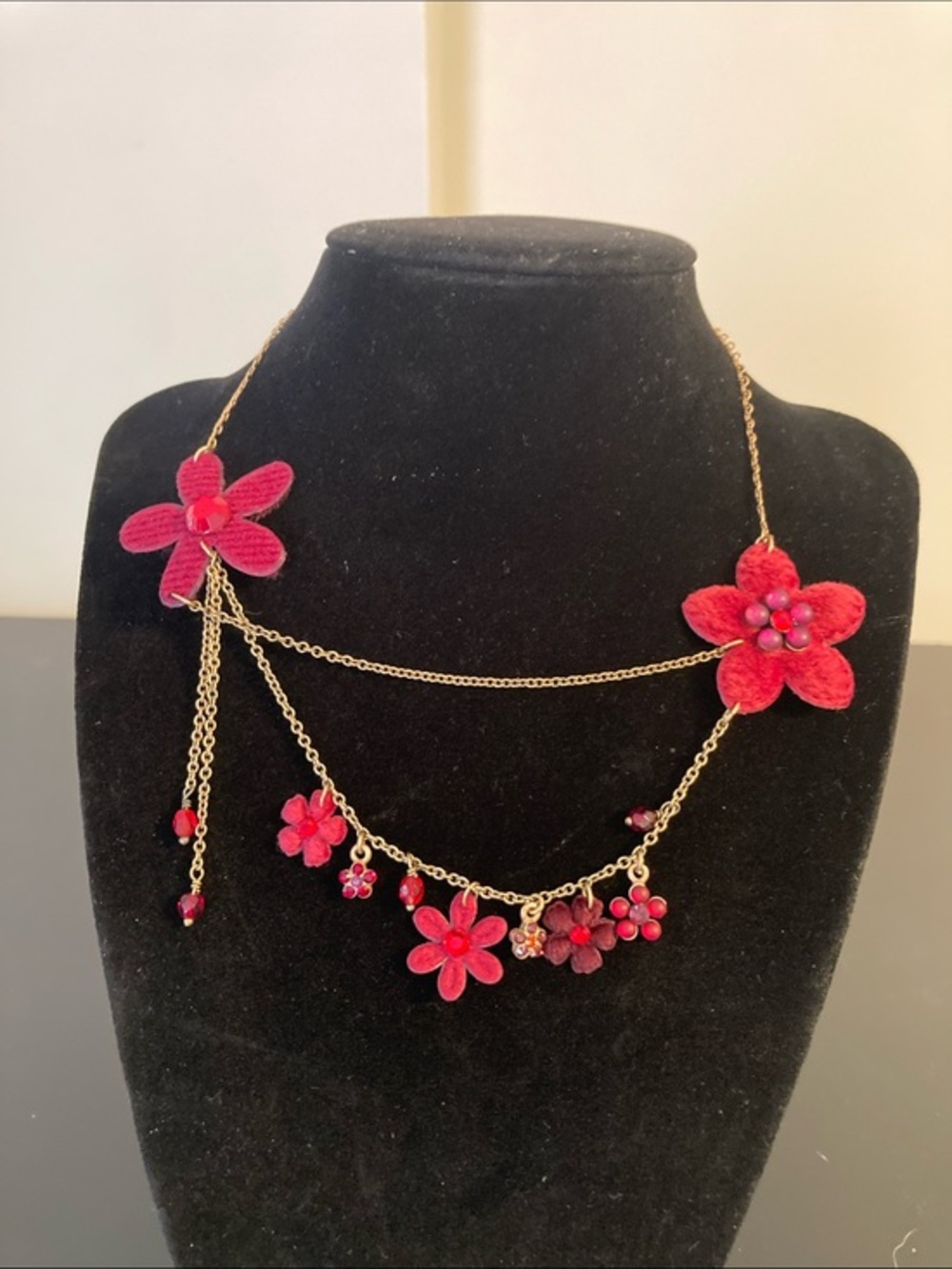 Pilgrim Gold-Tone Necklace with Pink Floral Charms